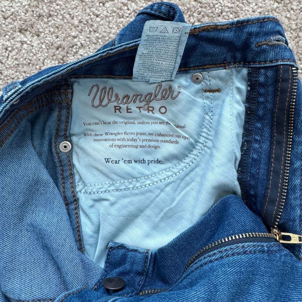 Wrangler Retro High Rise Trouser Boot Jeans Womens 27x34 Blue Denim 1011MPEAB - Picture 4 of 10